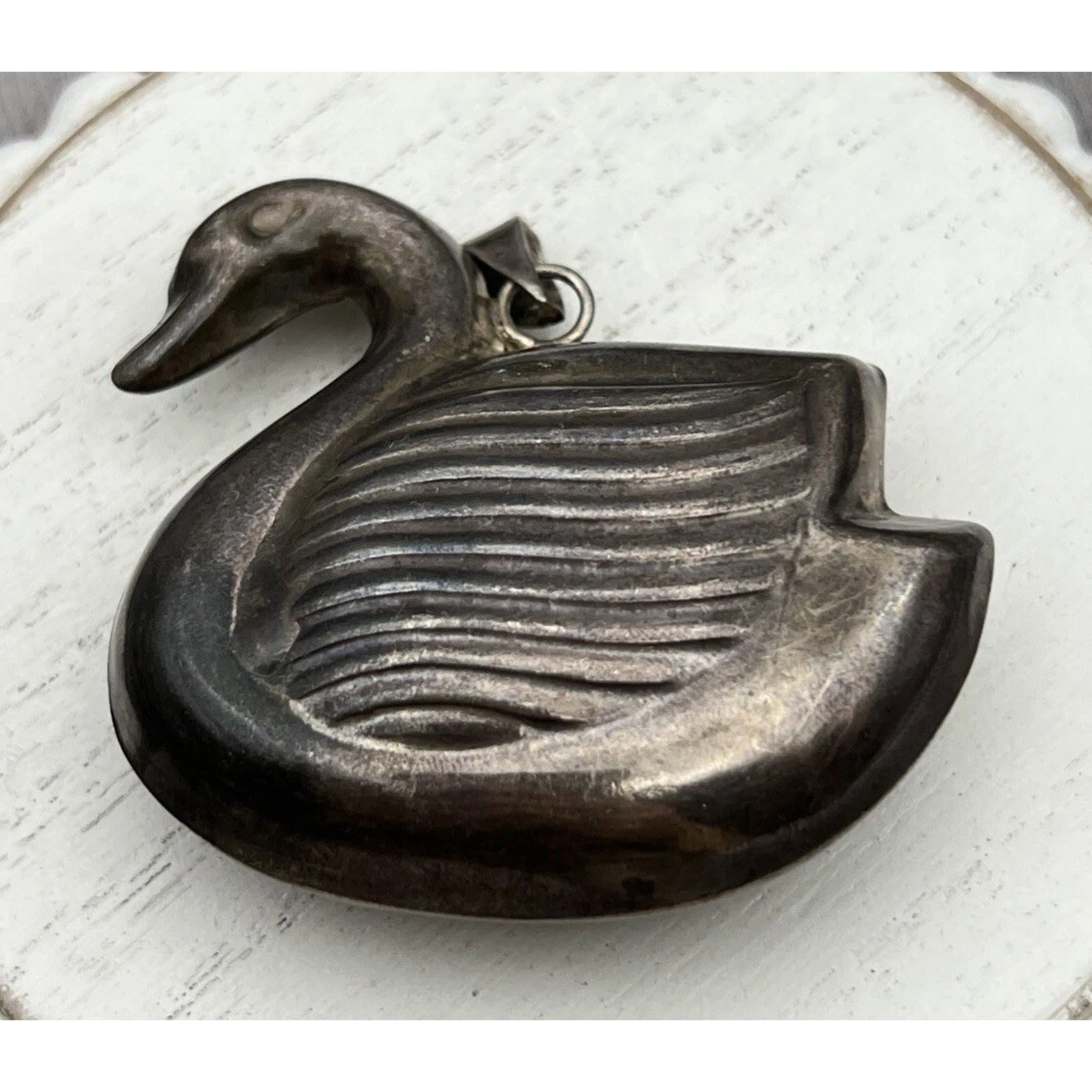 Vintage Swan Sterling Silver Pendant 334g 2in 315$